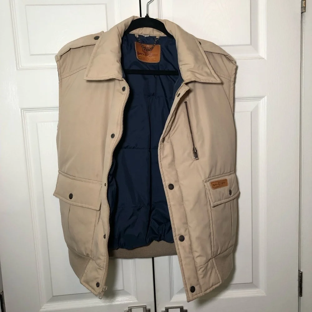 Vintage Tan Black Sheep Inc Down Insulation Vest Size L